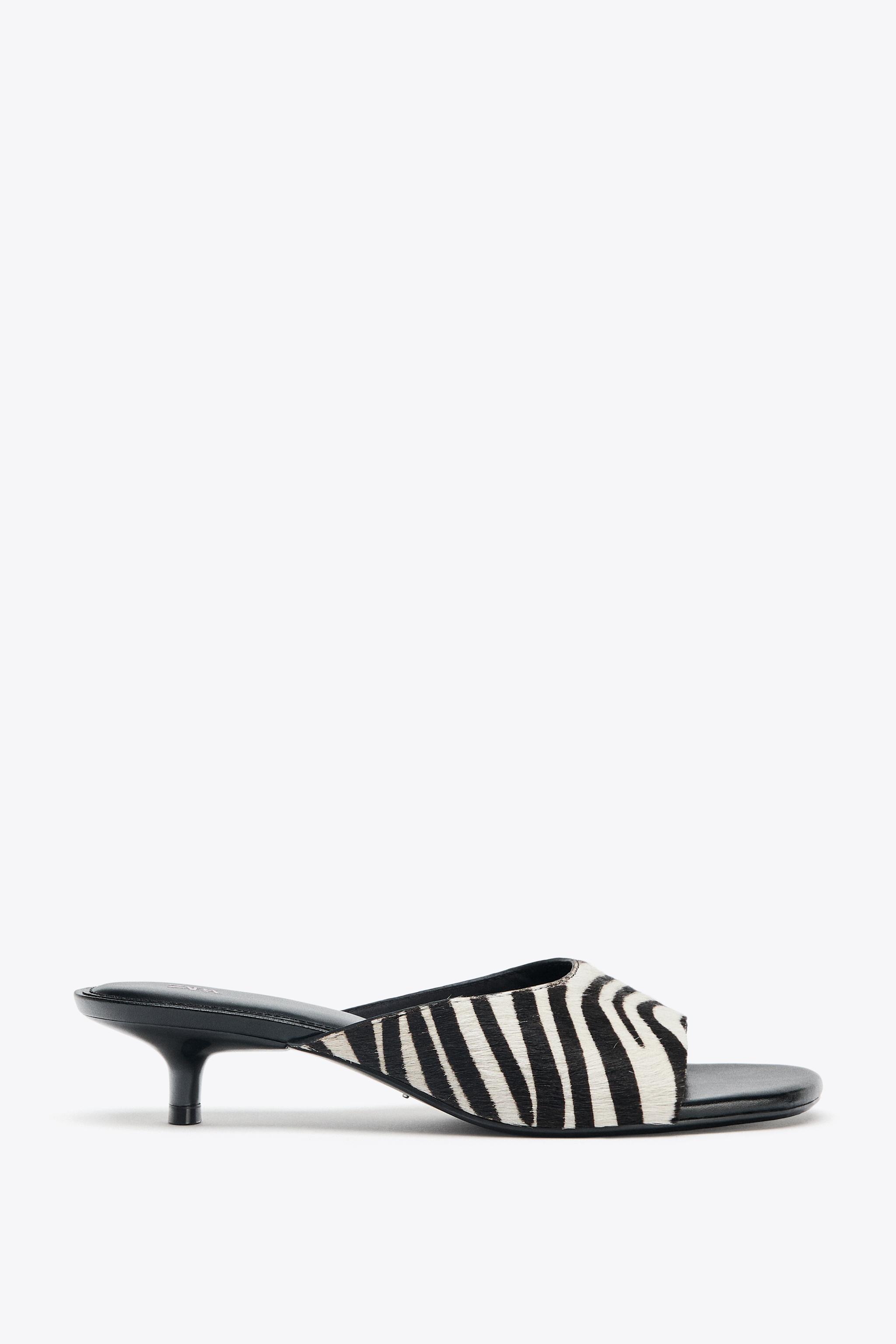 Animal Print Leather Kitten Mules