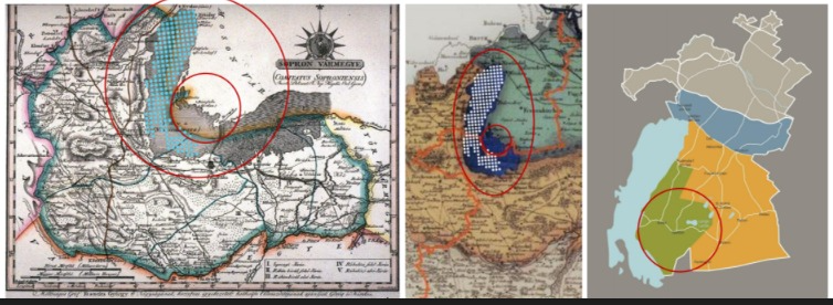 Image: Historical extent of Lake Neusiedl. Green area: Neusiedlersee-Seewinkel; yellow area: Neusiedlersee-Heideboden; blue area: Neusiedlersee-Wagram. Credit: Austrian Wine.