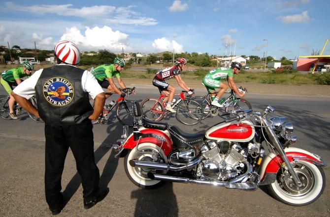 An Easy Rider Curacao member watches the 2007 edition of the race