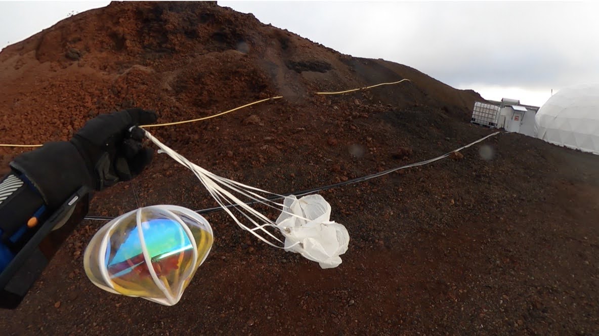 Richelle Gribble tests a prototype of "Living Light" at HI-SEAS.