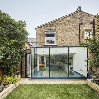 large glass extension to semi detached house