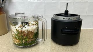 Making a falafel mixture in the KitchenAid Go Cordless Food Chopper