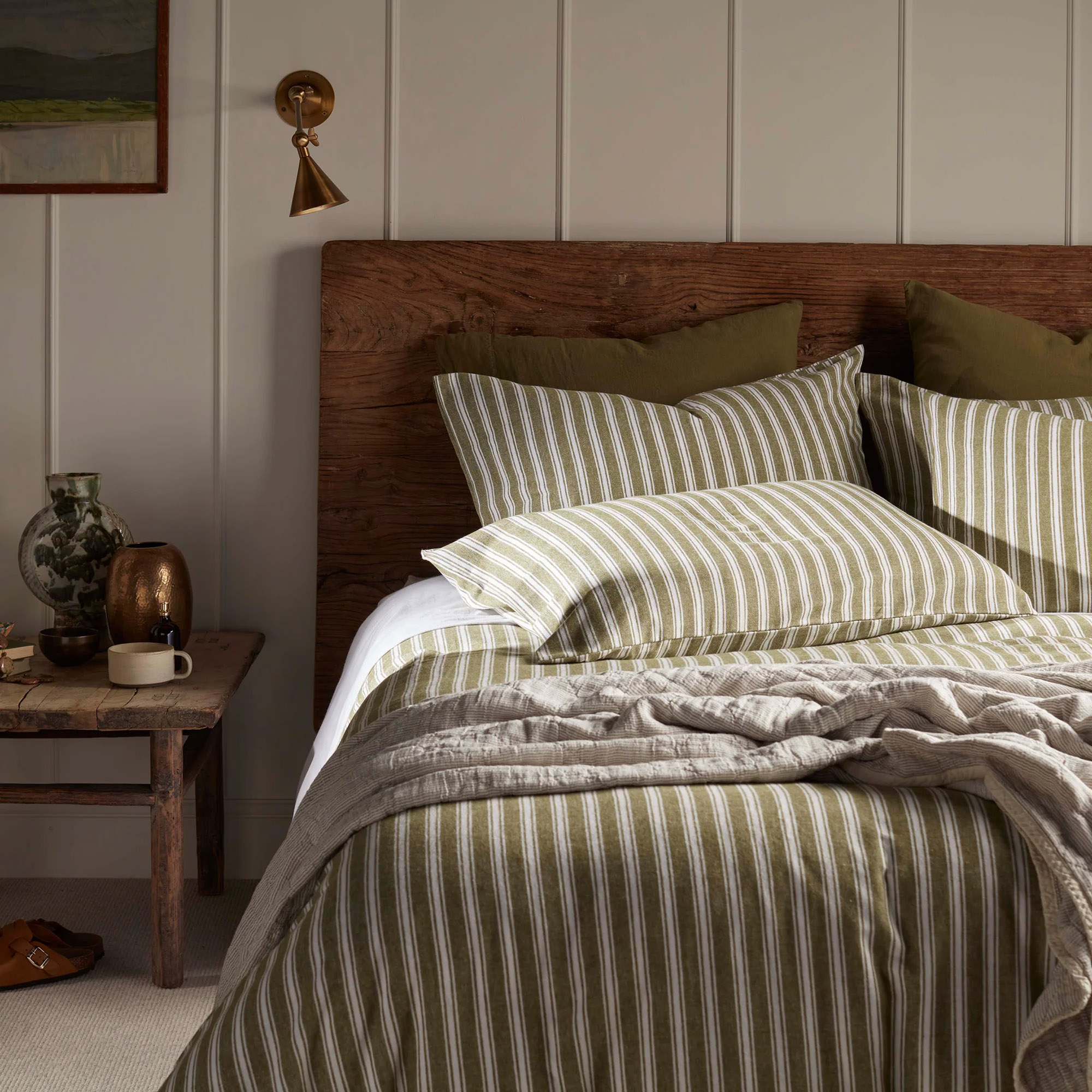Secret Linen Store Fred Stripe Brushed 100% Organic Cotton