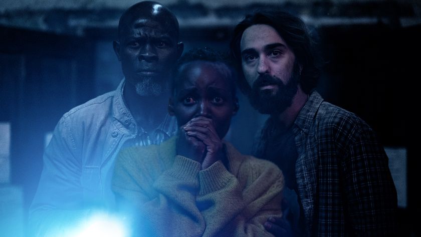Djimon Hounsou as Henri, Lupita Nyong&#039;o as Samira, and Alex Wolff as Reuben in A Quiet Place: Day One.