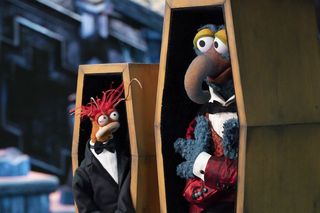 Coffin dodgers? Gonzo and Pepe the King Prawn in Muppets Haunted Mansion.