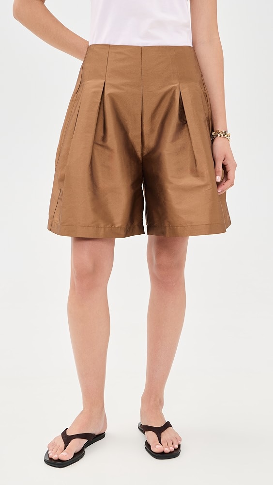 Techno Taffeta Long Shorts - Bronze