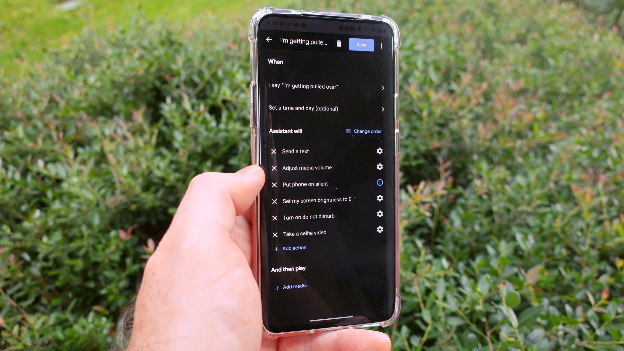 How to create an 'I'm getting pulled over' shortcut on Android using