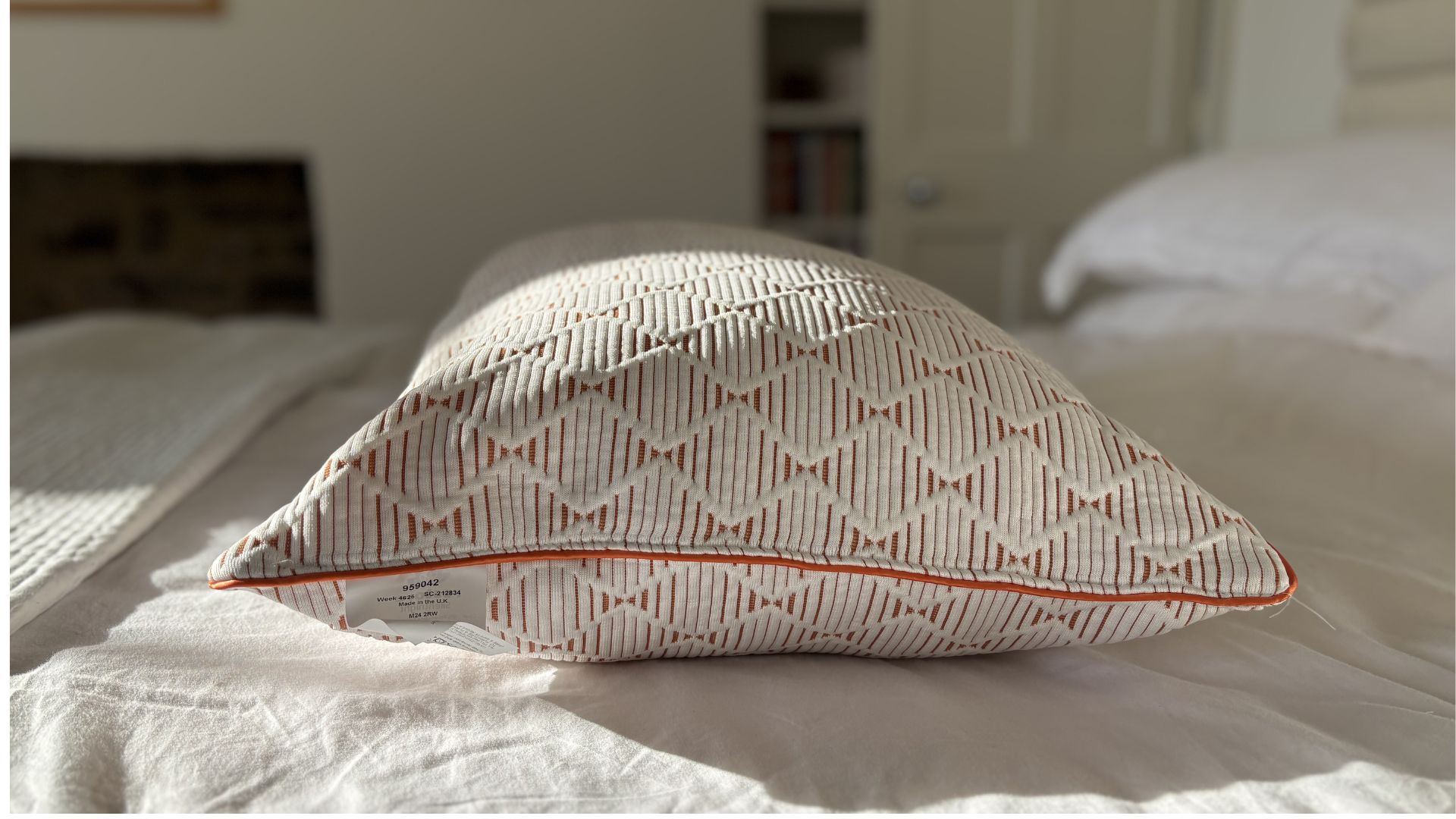 Silentnight Restore Cooling Copper Pillow on the bed during testing