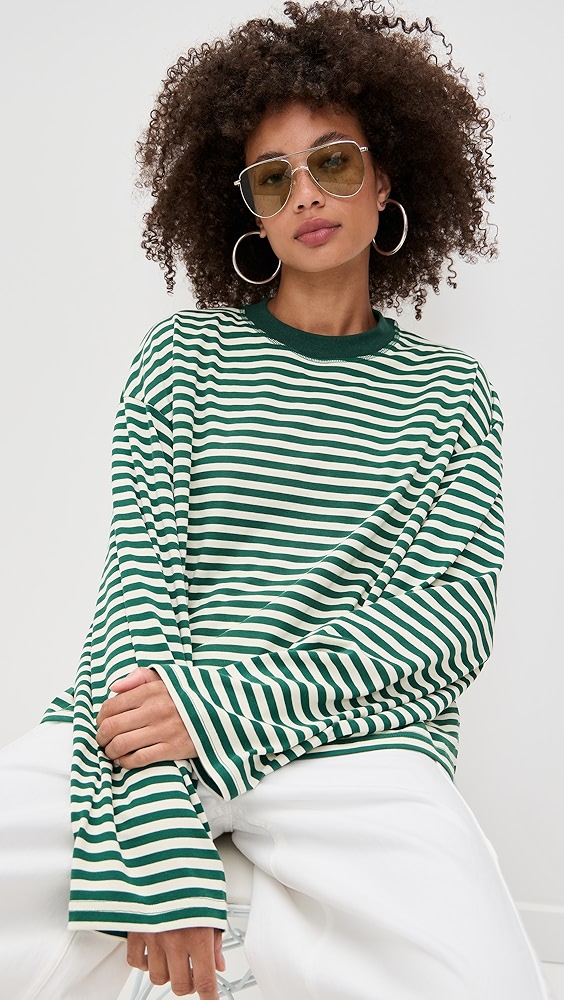 Bloom Long Sleeve - Moss Stripe