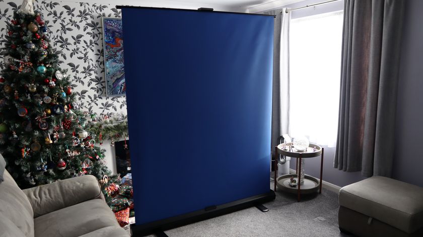 The Razer Blue Screen in a grey room.