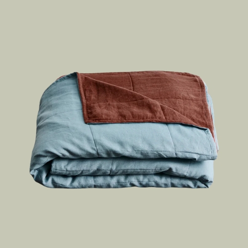 Bed Threads, Cacao &amp;amp; Lagoon Two-Tone Quilt