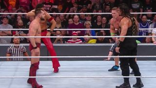 Shinsuke Nakamura, Finn Balor, John Cena, and Roman Reigns square off at the 2018 Royal Rumble