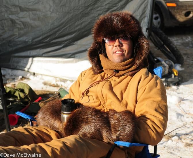 Some spectators came prepared for the frigid temperatures