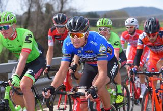 Greg Van Avermaet in the blue jersey at Tirenno-Adriatico