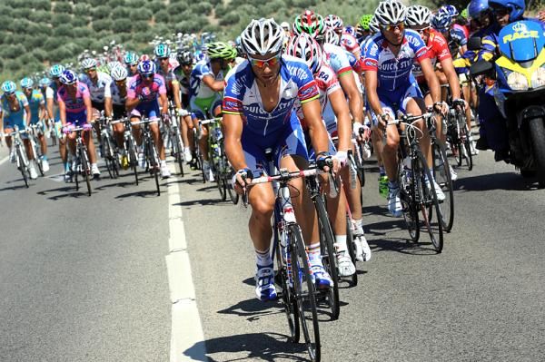 Tom Boonen rides to protect Chavanel's lead.