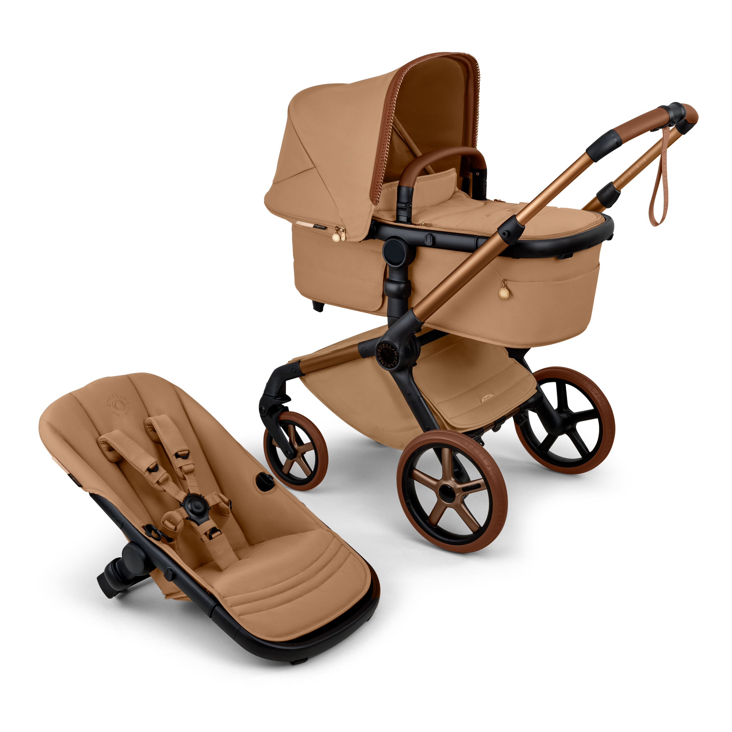 Bugaboo X Stella Mccartney Fox 5 Renew 2-In-1 Pushchair Tobacco Brown Base, Tobacco Brown Fabrics, Tobacco Brown Sun Canopy