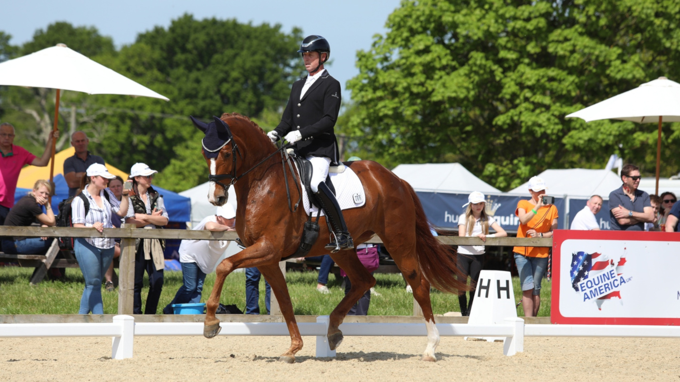 British Olympic dressage rider Carl Hester pictured on six-year-old mare Quinn G at Hickstead.