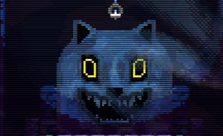 Cheshire Cat face glaring at camera in Animal Well