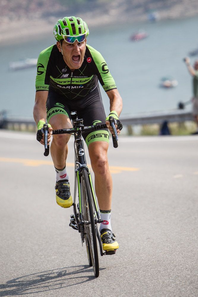Ben King (Cannondale) powers up todays climb