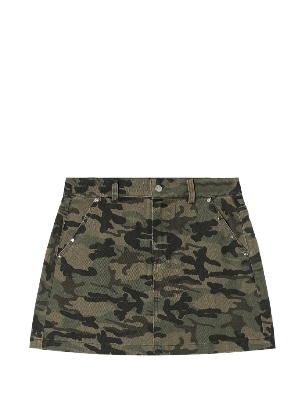 Mini Cream Camouflage-Print Studded Skirt | S