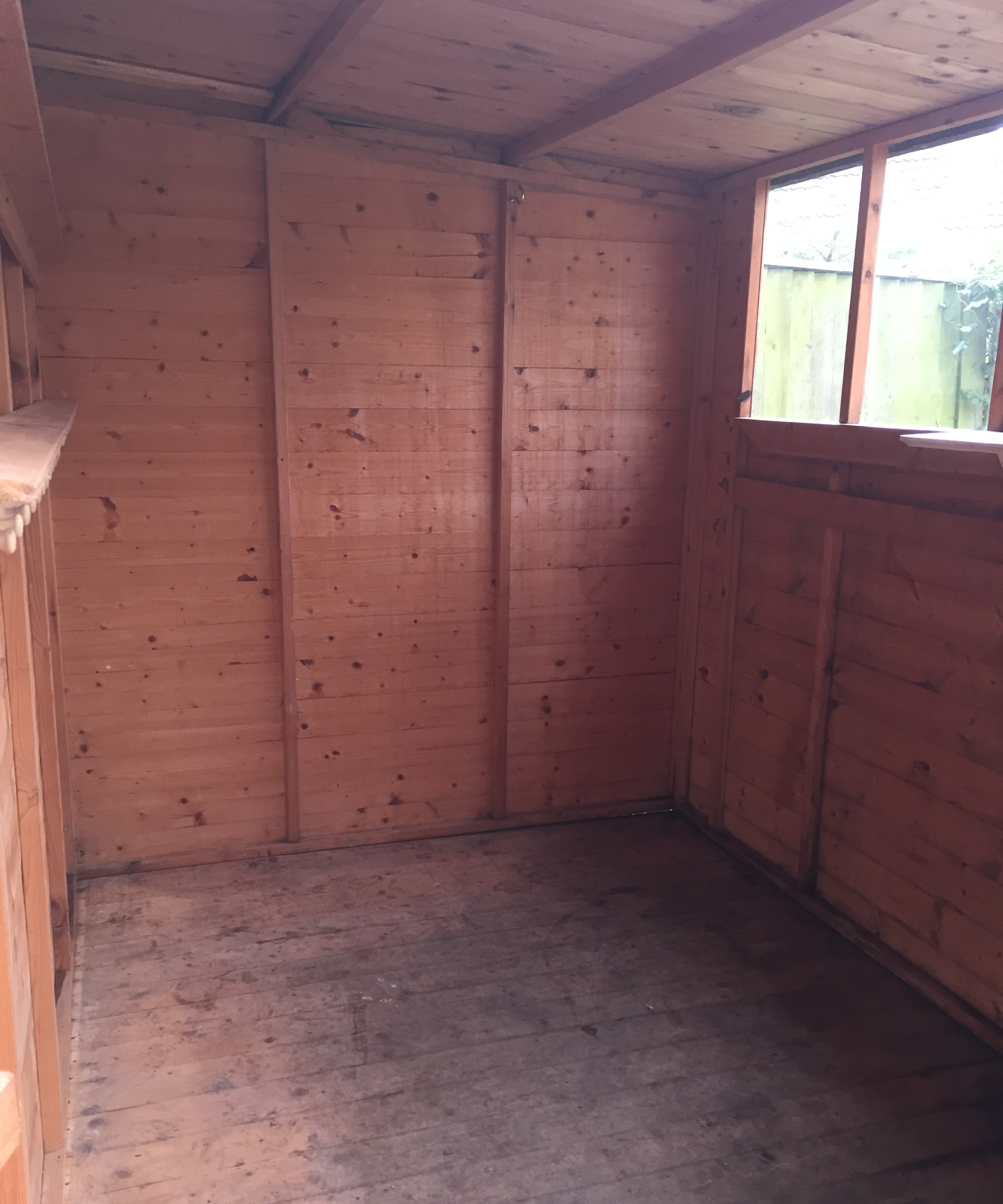 Interior of empty wooden shed