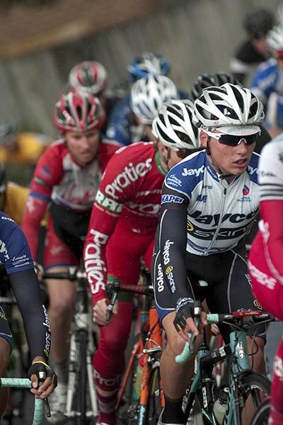 Eventual stage winner, Patrick Lane (Team Jayco Skins), tucked away in the peloton during the early part of stage three in Grovedale.