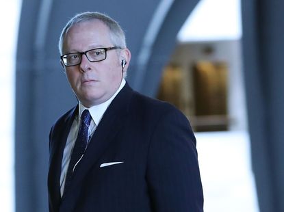 Former Trump campaign official Michael Caputo arrives at the Hart Senate Office building to be interviewed by Senate Intelligence Committee staffers, on May 1, 2018 in Washington, DC.