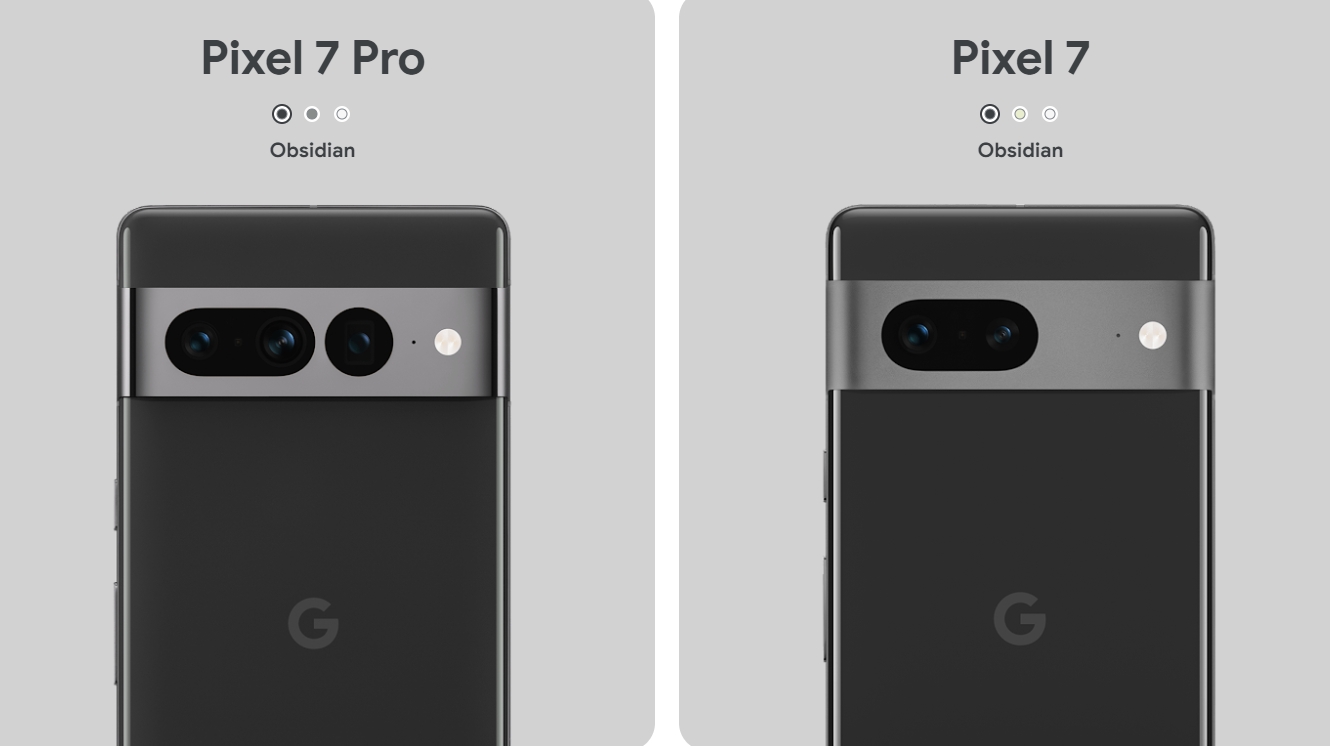 An image of some Pixel 7 and Pixel 7 Pro colors