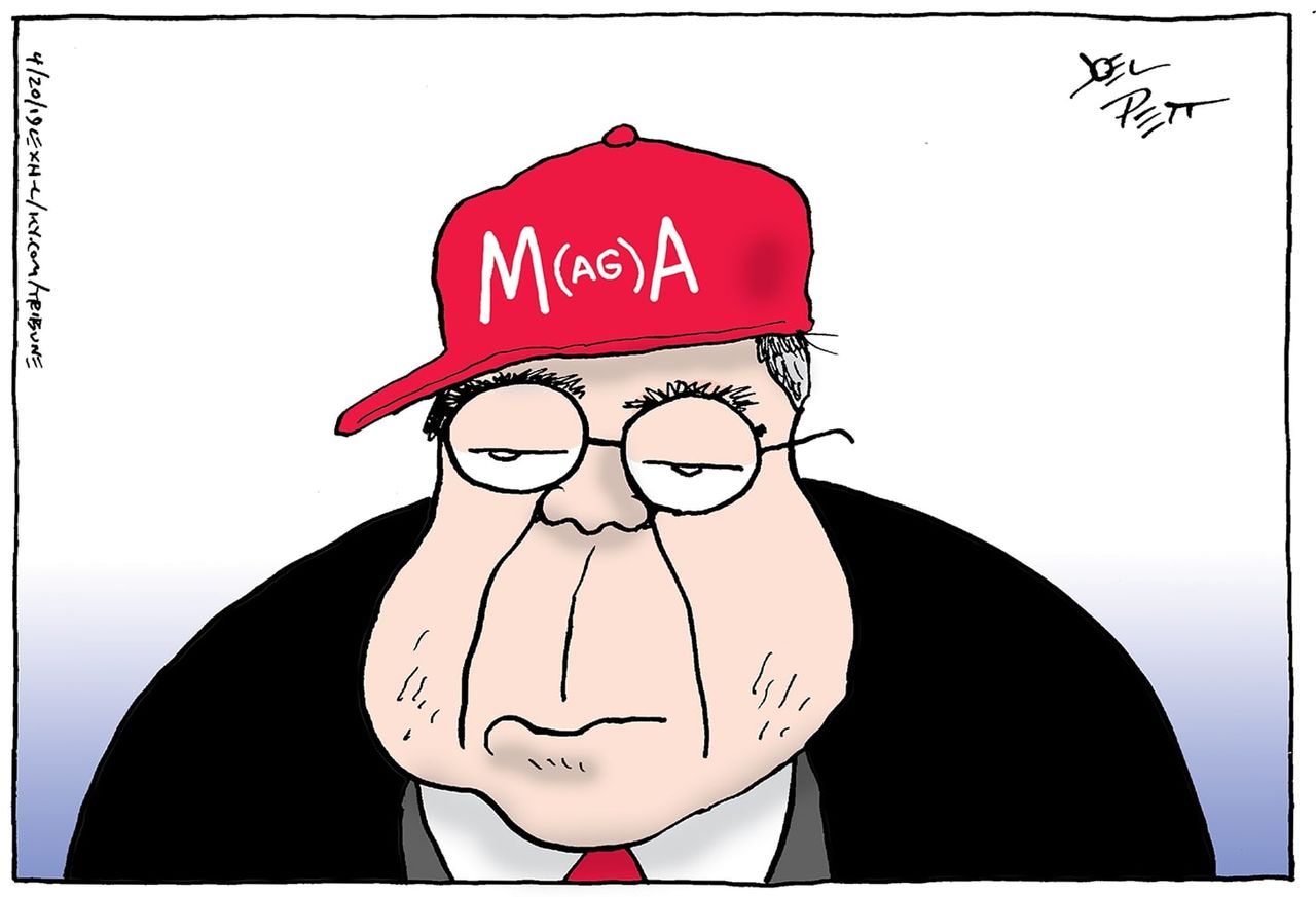 Political&amp;amp;nbsp;Cartoon&amp;amp;nbsp;U.S. William Barr Trump MAGA Mueller Report no collusion