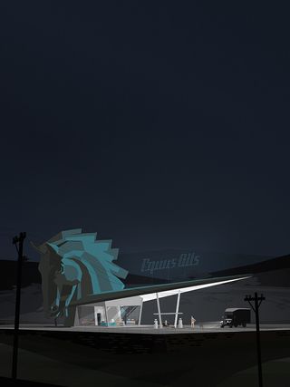 Still from magical realist adventure game Kentucky Route Zero, 2013, by Cardboard Computer