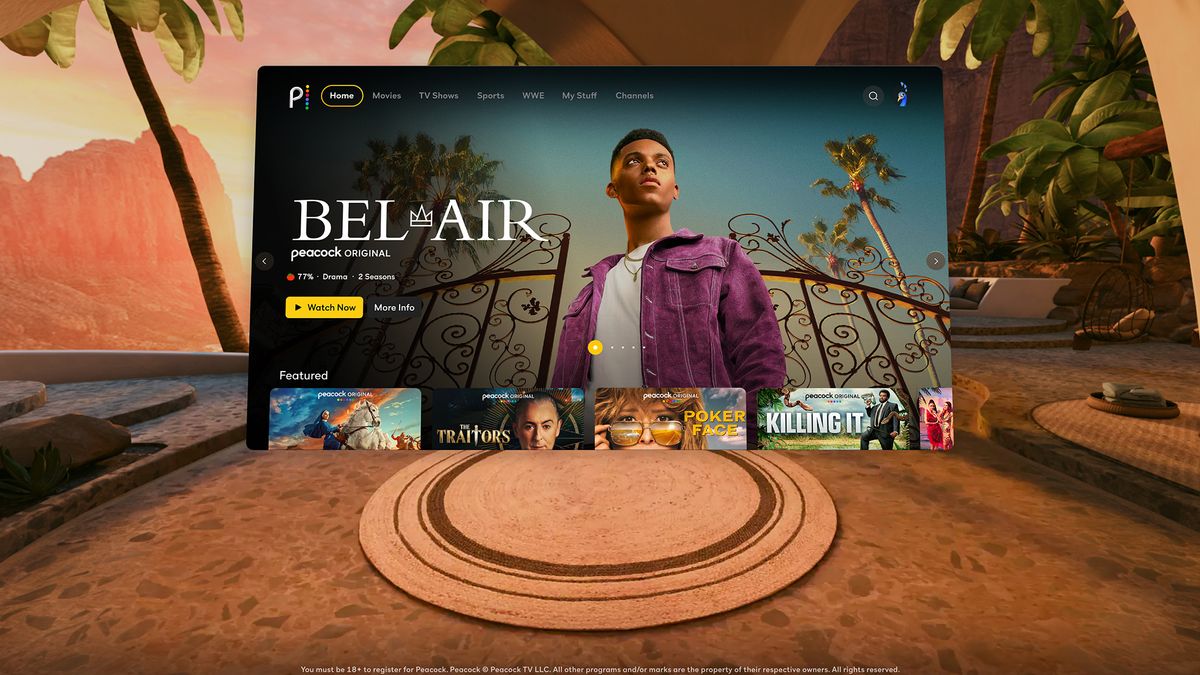 Peacock comes to Quest 2 with giant screens and a free subscription
