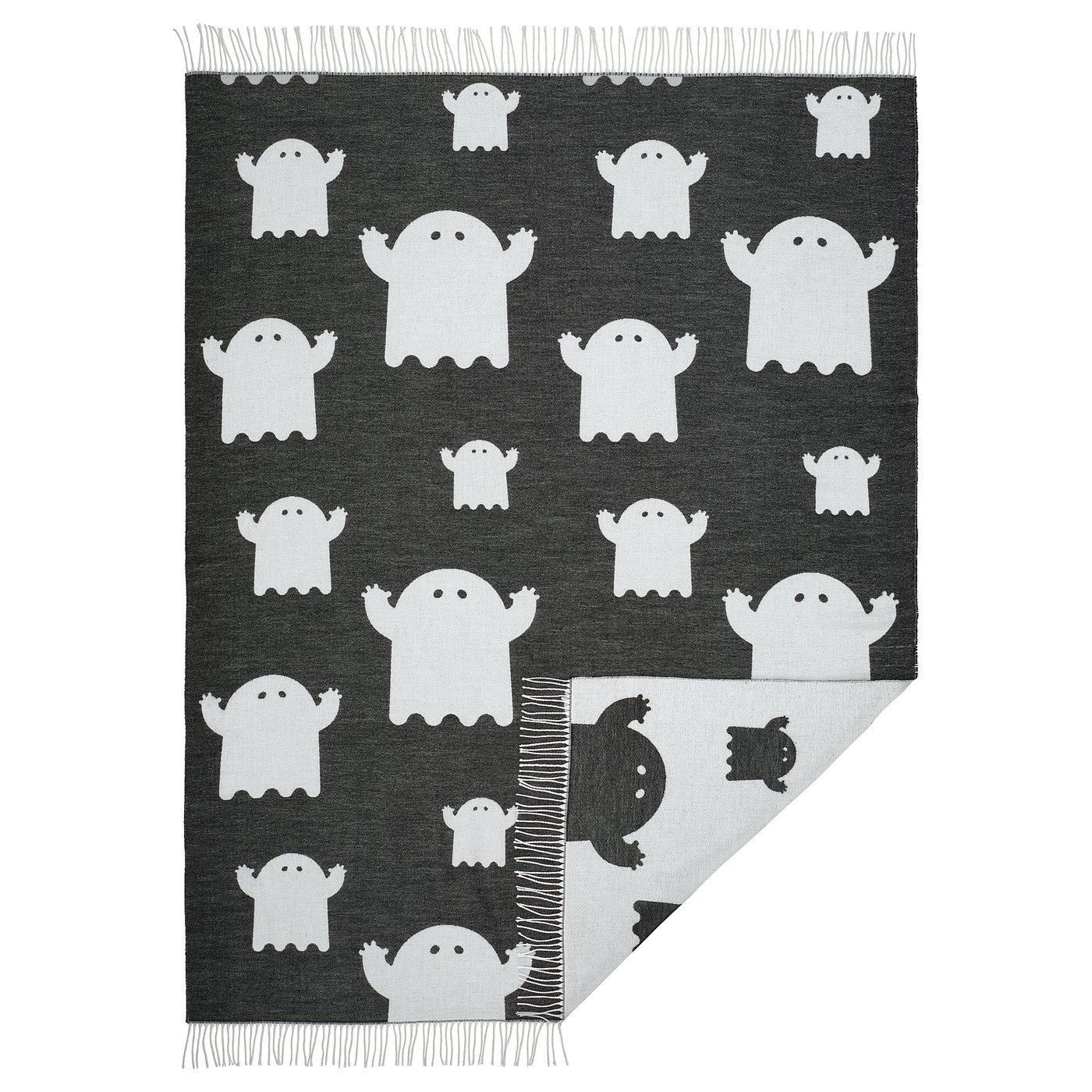 Kustfyr Throw - Ghost Pattern Black/white 51x67
