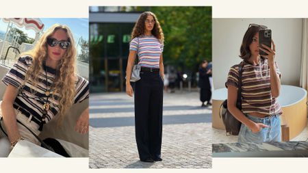 Women wearing striped t-shirts