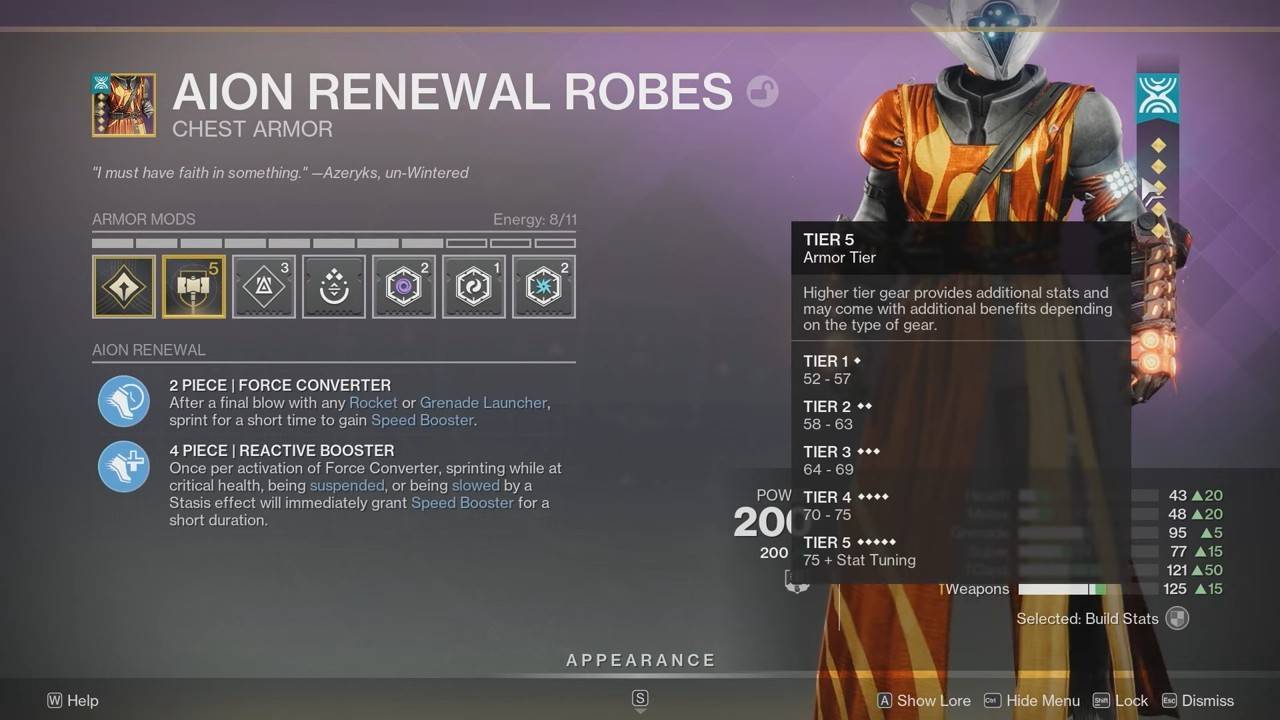 Destiny 2 armor 3.0 gear tiers and stats