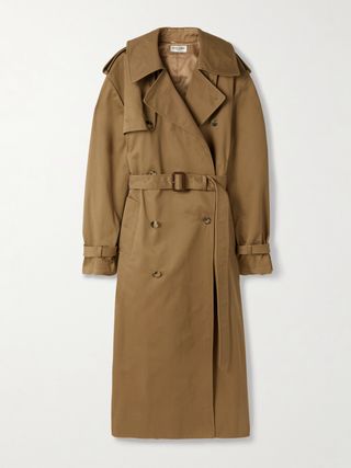 Oversized Belted Cotton-Twill Trench Coat