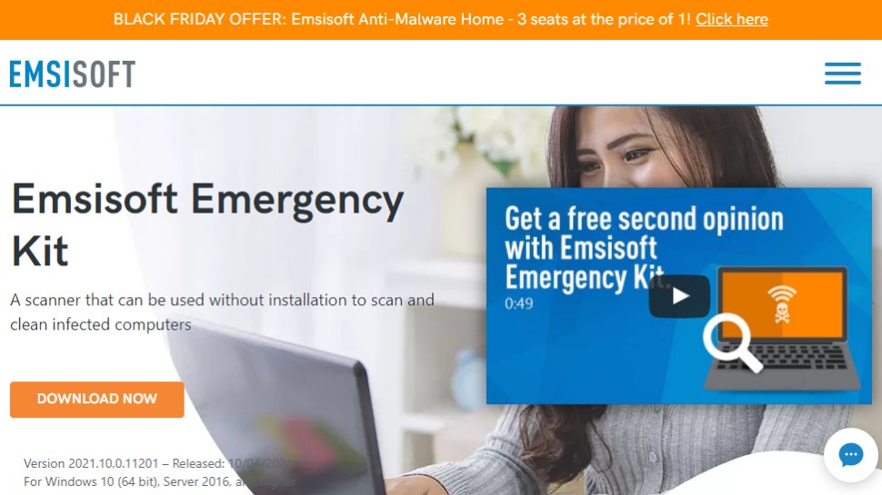 Website screenshot for Emsisoft Emergency Kit