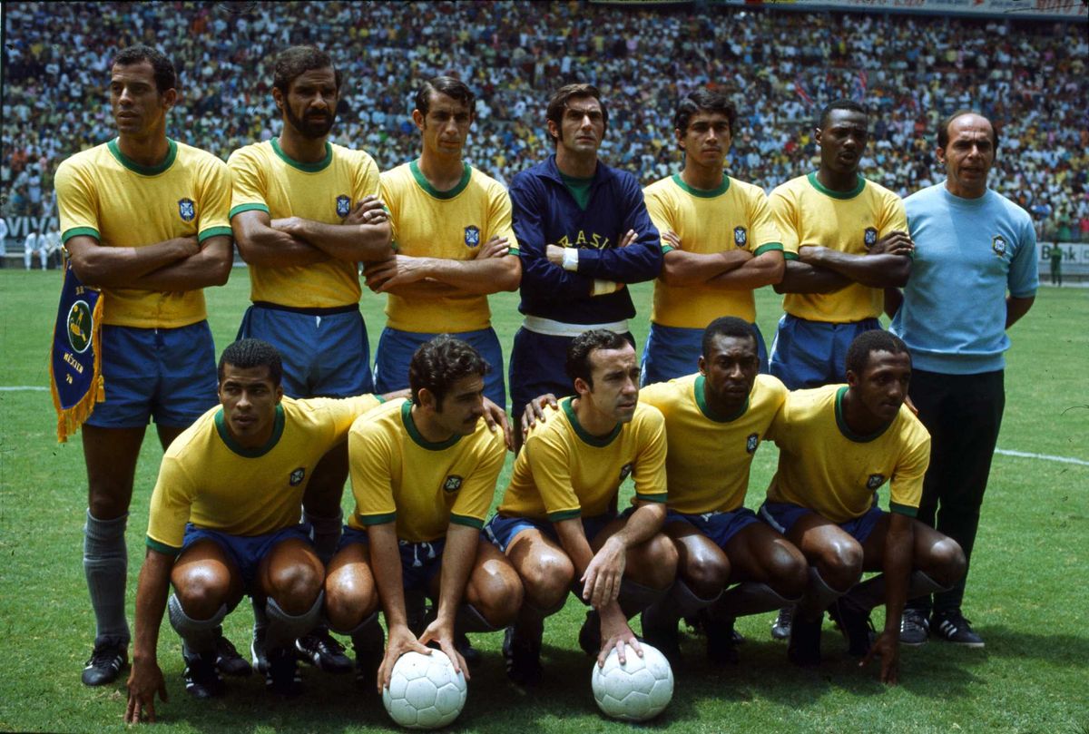 The Brazil team ahead of the group match against England at the 1970 World Cup in Mexico