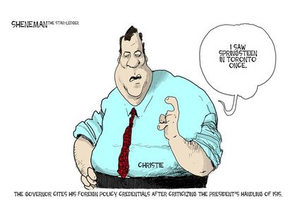 Political cartoon Christie Obama foreign policy