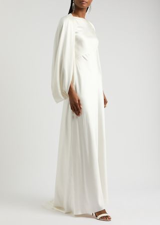 Kami Cape-Effect Silk-Satin Gown