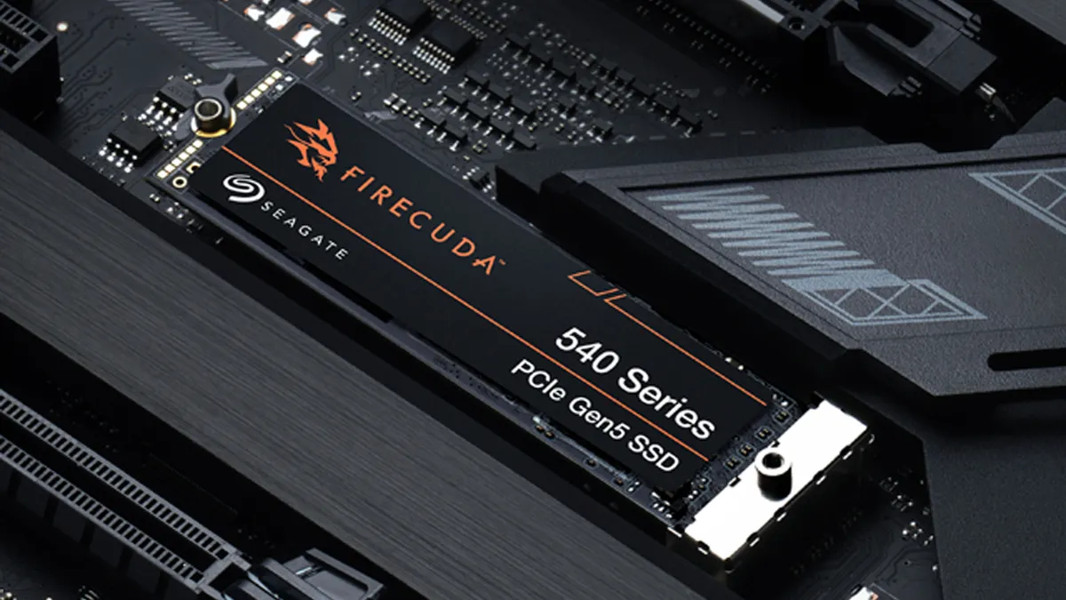 A Seagate Firecuda 540 SSD in a motherboard