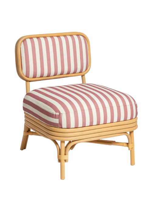 Dorine Striped Linen & Rattan Accent Chair 