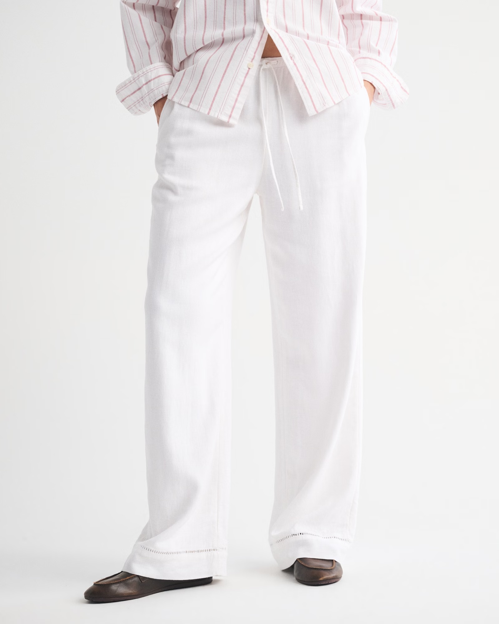 Abercrombie &amp;amp; Fitch, Gemma Linen-Blend Wide Leg Pull-On Pant