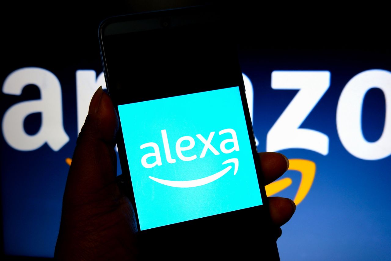 Amazon&amp;#039;s Alexa logo on a phone screen