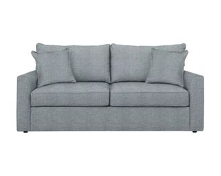 A grey queen sleeper sofa