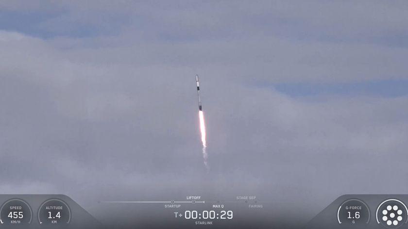 A SpaceX Falcon 9 rocket launches 24 Starlink satellites to orbit from Vandenberg Space Force Base in California on Sept. 19, 2025.