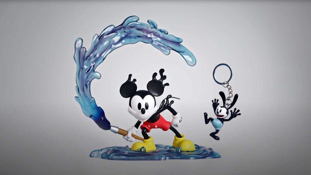Epic Mickey: Rebrushed Collector's Edition figurine and keychain.