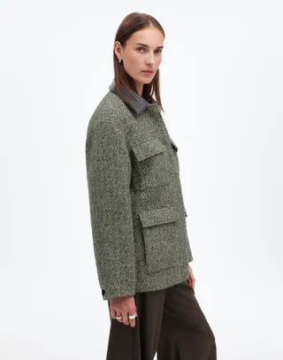 Madewell, Leather Collar Flap-Pocket Field Jacket