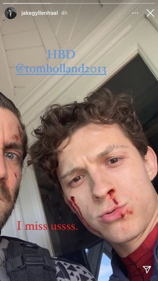 Jake Gyllenhaal and Tom Holland Spider-Man: Far From Home selfie