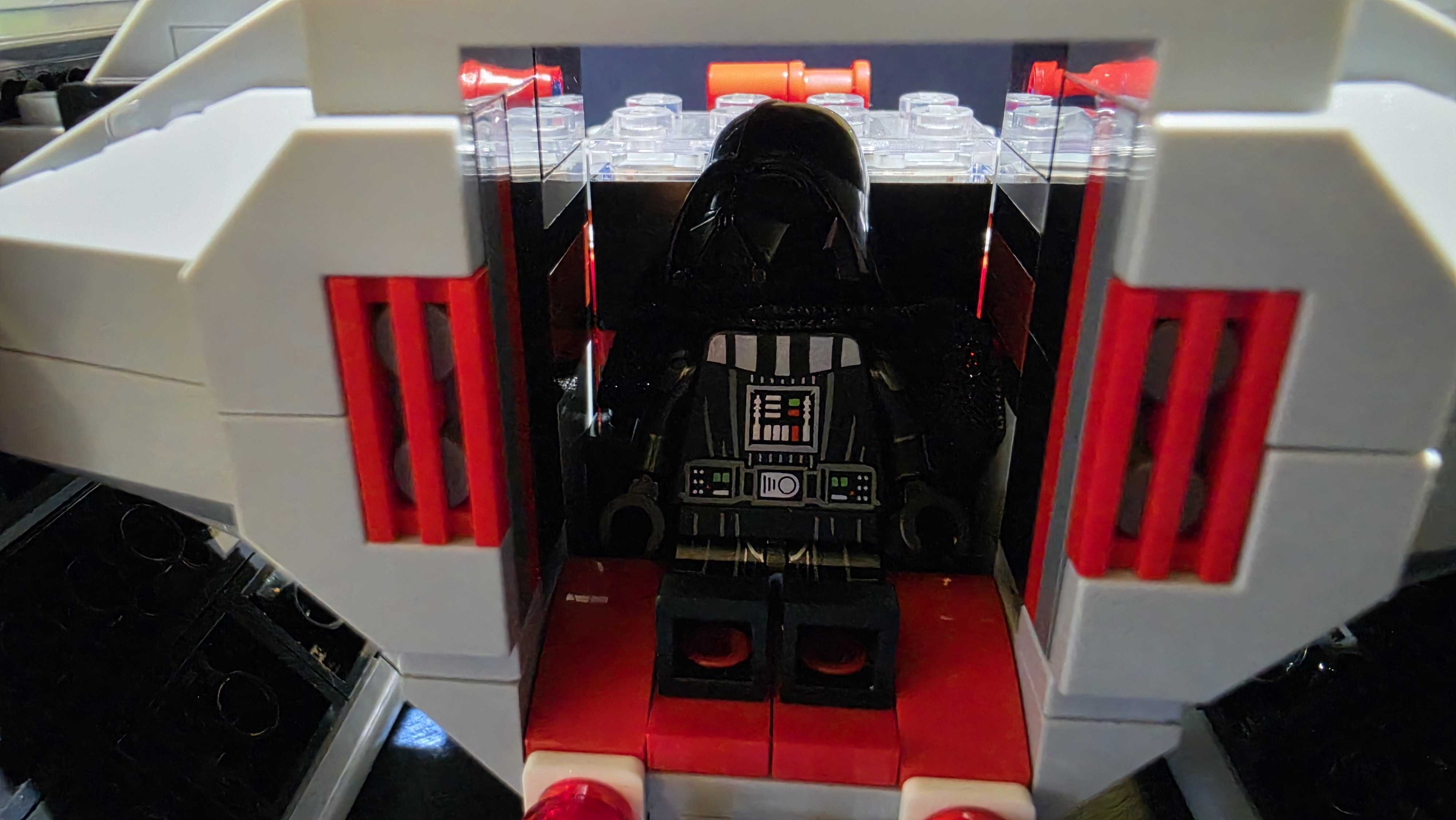 The Lego TIE Fighter with Darth Vader and a rebel fighter