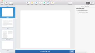 Editing master pages in Pages' fixed-layout EPUB template.